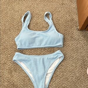 Light Blue Textured Bikini Set